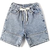 KIDSCOOL SPACE Baby Little Big Boys Denim Shorts,Elastic Waist with Drawstring Adjustable Jeans Summer Wear