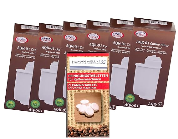 Human-Wellness 6 x AQK-01 Wasserfilter ersetzen BRITA INTENZA Filterkartusche für Bosch/Siemens EQ.3 EQ.6 EQ.8 EQ.9 / Neff/Ga