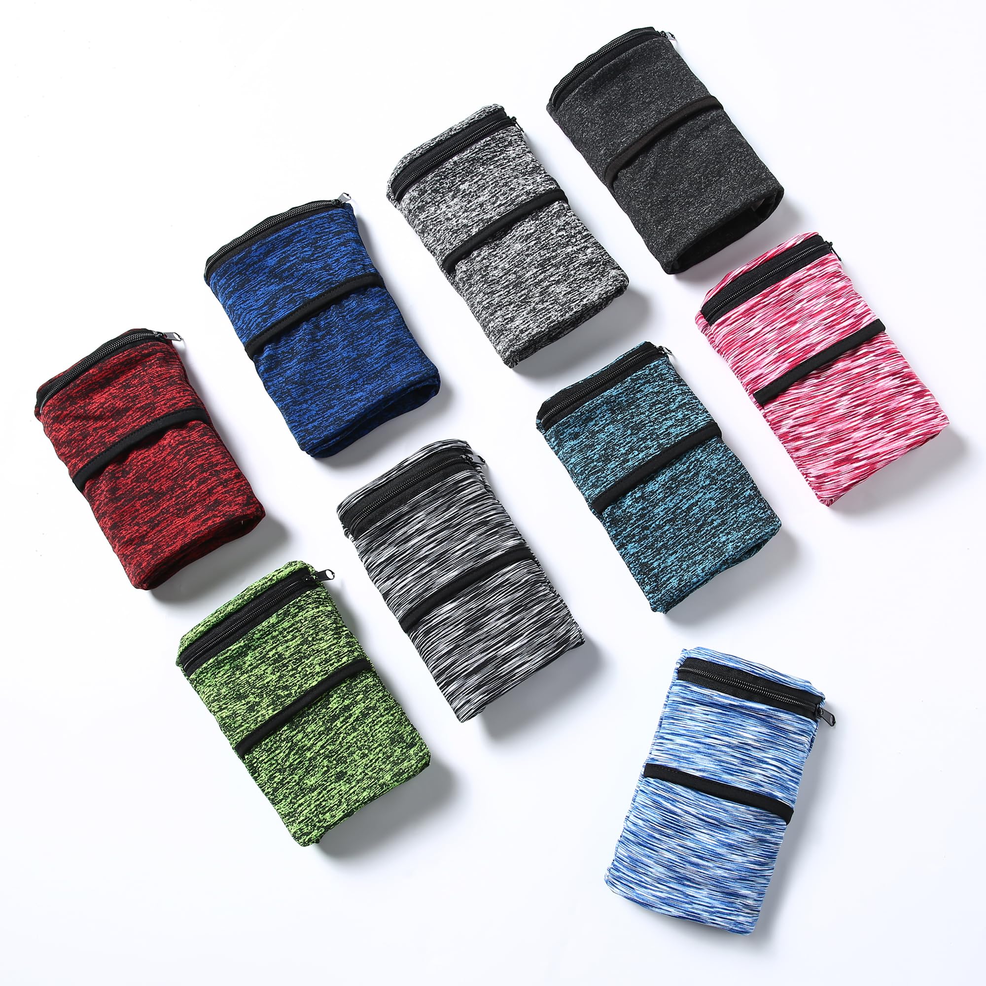 Wrist Pouch, Pocket Wallet with Zippered for Running, Walking, Hiking, Cycling, Yoga and More (9 Colors, L)