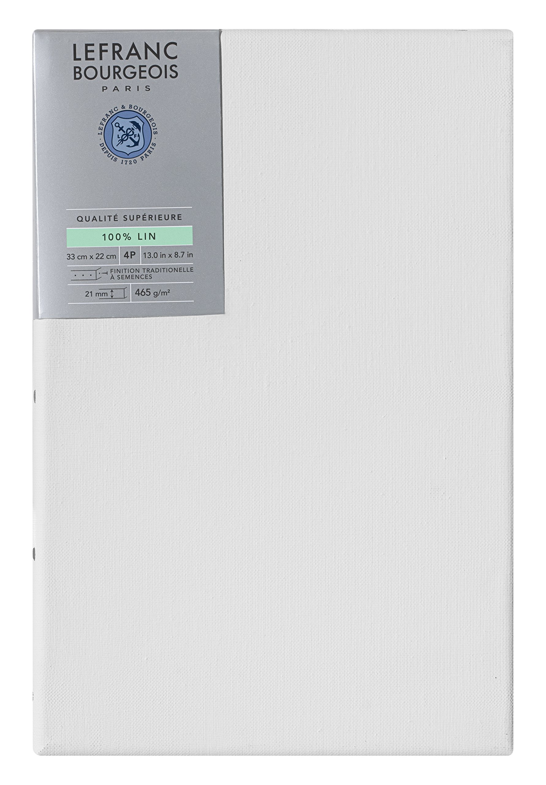 Lefranc & Bourgeois 111221 Stretcher Frame Made from 100% Linen in Premium Quality, Ready to use, Primed with Titanium Dioxide Gesso, Side Nailed on Solid Pine Wood - 4P