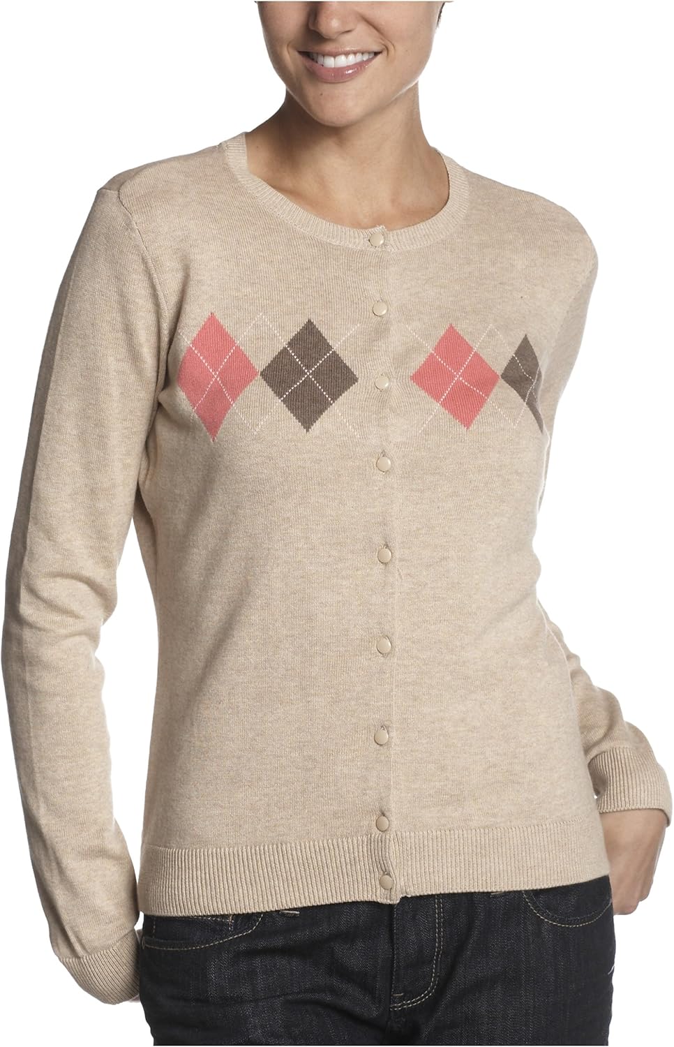 IZOD Men's Argyle Cardigan, Almond Heather, Small at Amazon Men’s