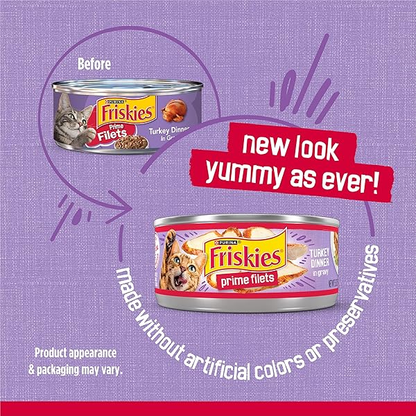 PURINA FRISKIES PRIME FILETS TURKEY DINNER IN WET CAT FOOD GRAVY – (PACK OF 24) 5.5 OZ. CANS