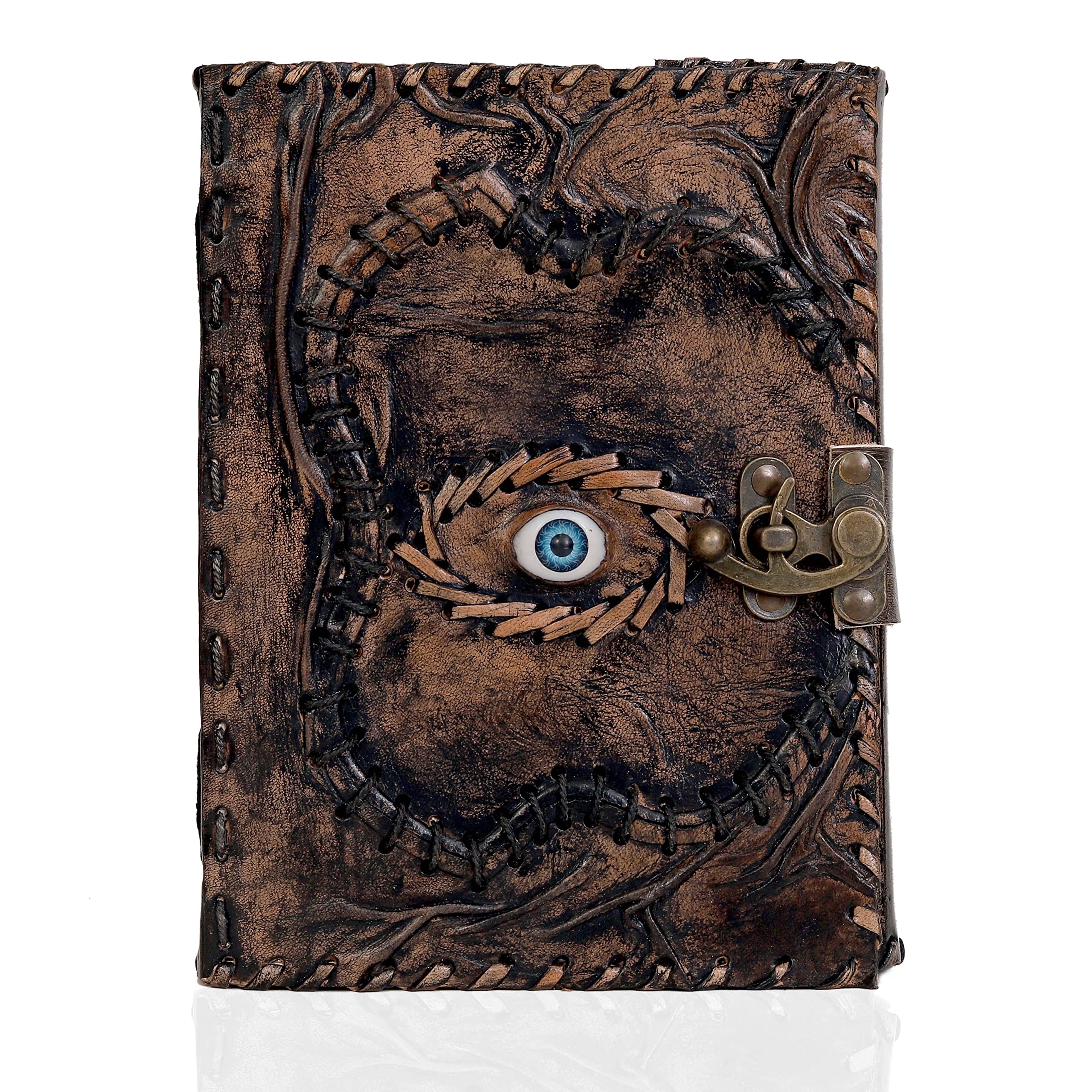 cuero Vintage Hocus Pocus Book of Spells Leather Journal Evil Eye Diary Girmoire Book Spell Book Prop Gifts
