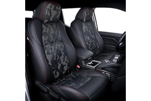Carlimeki Leather Seat Covers Custom Fit for Tacoma Gen 4th (2024-2025) Double Cab, for SR, SR5, TRD PreRunner, TRD Sport, TRD Off-Road, Limited, Trailhunter - Armrest Covers Included - Fully Covered