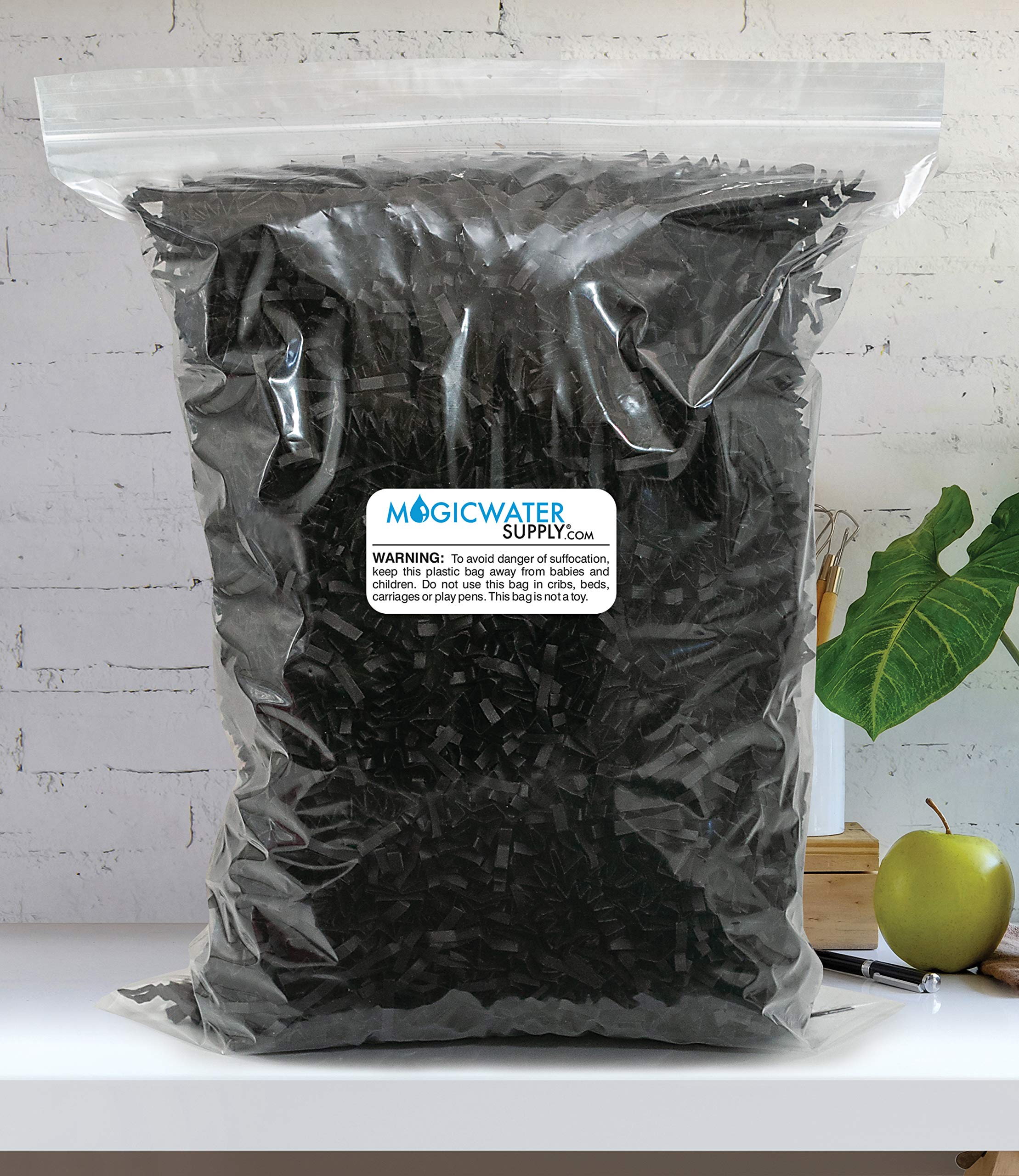 Crinkle Cut Paper Shred Filler (1 LB) for Gift Wrapping & Basket Filling - Black | MagicWater Supply