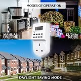 Defender Digital Timer Plug Socket 24 Hour LCD 10 On/Off 240V 13A 3120W view 6