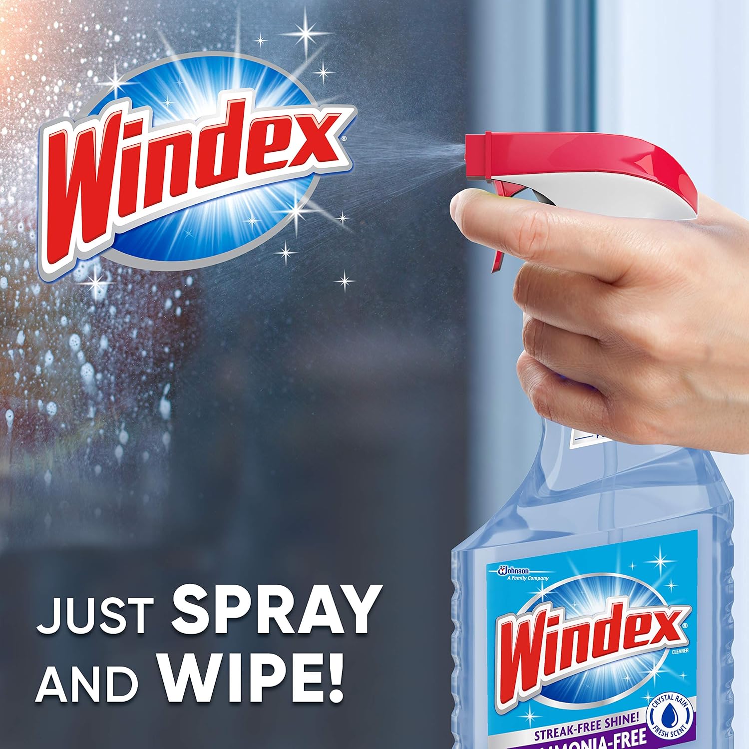 Windex Ammonia-Free Glass and Window Cleaner Spray Bottle, Crystal Rain Scent, 23 fl oz - Pack of 2: Health & Personal Care