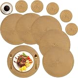 MI CASA Round Placemats and Coasters Set of 6 Golden Brown