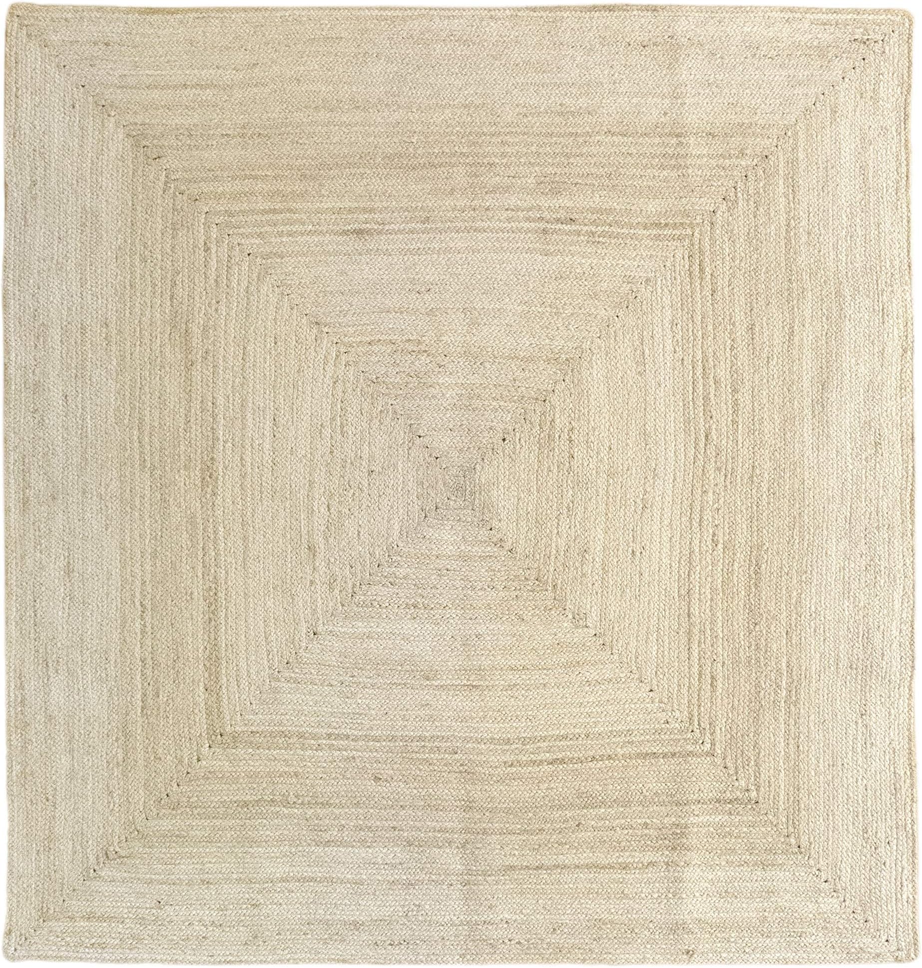 HAMID - Jute Carpet Alhambra Color Semi-White - 100% Natural Jute Fiber Rug - (200x200cm)