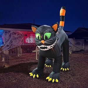 11 Foot Tall Animated Halloween Inflatable Black Cat