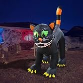 11 Foot Tall Animated Halloween Inflatable Black Cat | Lights, Outdoor Indoor, Blow up Lighted Yard Decor, Lawn Inflatables