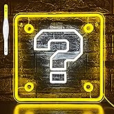 JIARODEY Question Block Neon Sign,Question Square Led Gamer Neon Light USB Powered Led Night Lights for Game Room Wall Decor,Man Cave,Teen Boy Room Decor,Gamer Gifts for Boys, Kids
