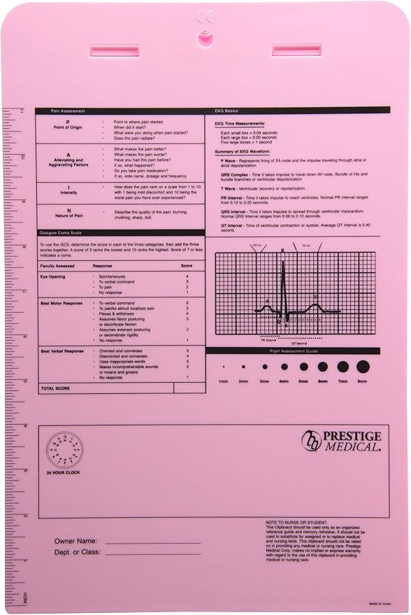 Prestige Medical 3309 Nurse Assist Clipboard Pink Amazon Co Uk Health Personal Care
