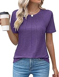Kistore Womens Tops Short Sleeve Pleated Shirts