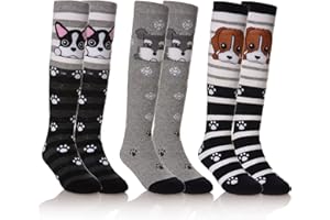 NOVCO Girls Knee High Socks Cartoon Animal Patterns Cotton Over Calf Socks