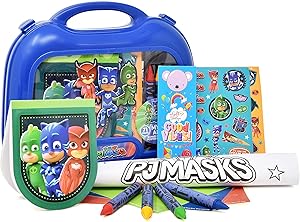 Gift Boutique PJ Masks Coloring and Activity Carry Case, Includes Jumbo Crayons, Stickers, Mess Free Crafts, Doodle Pad, Bookmark, Reuse Me Stickers, for Toddlers, Boys and Kids