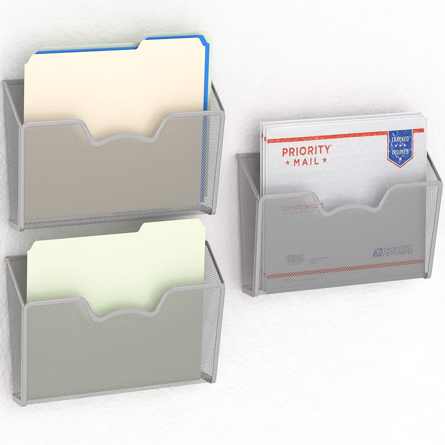 3 Pack SimpleHouseware Wall Mount Single Pocket File Organizer Holder