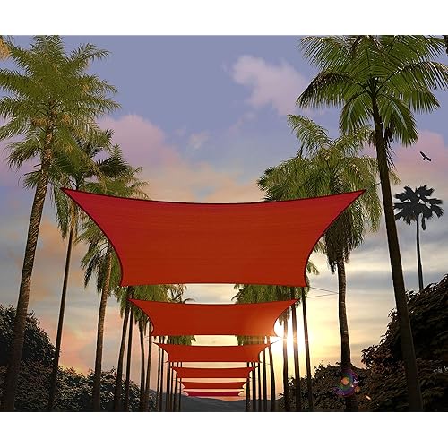 Amgo Custom Size 6' x 10' Red Rectangle Sun Shade Sail ATAPR1020 Canopy Awning, 95% UV Blockage, Water & Air Permeable, Commercial and Residential, 5 Years Warranty (We Customize)