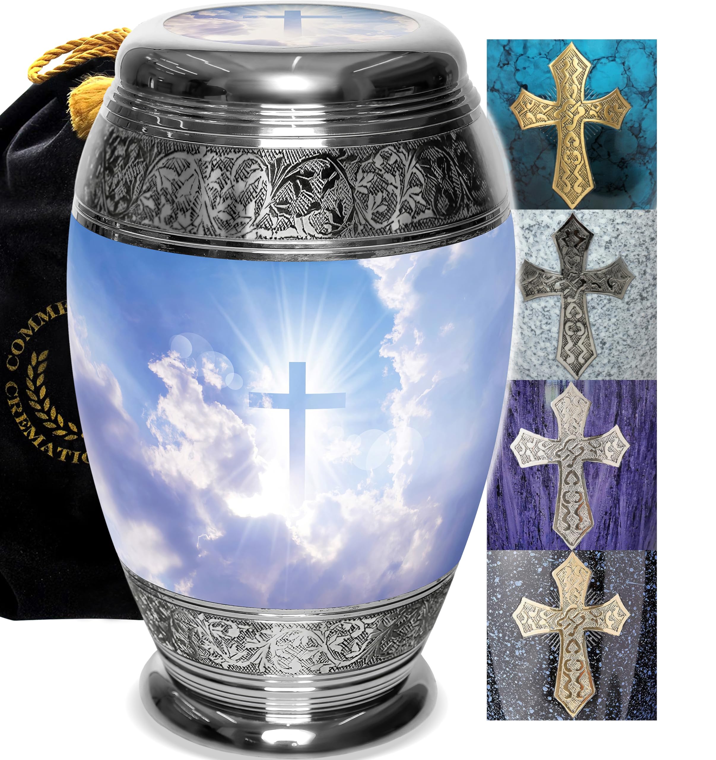 Photo 1 of Heavenly Cross Cremation Urn for Ashes Adult Male - Personalized Urn for Ashes for Women Decorative Urns - Beautifully Handcrafted Cross Urn