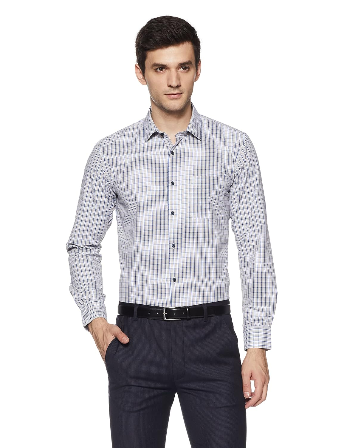 peter england men's solid slim fit formal shirt