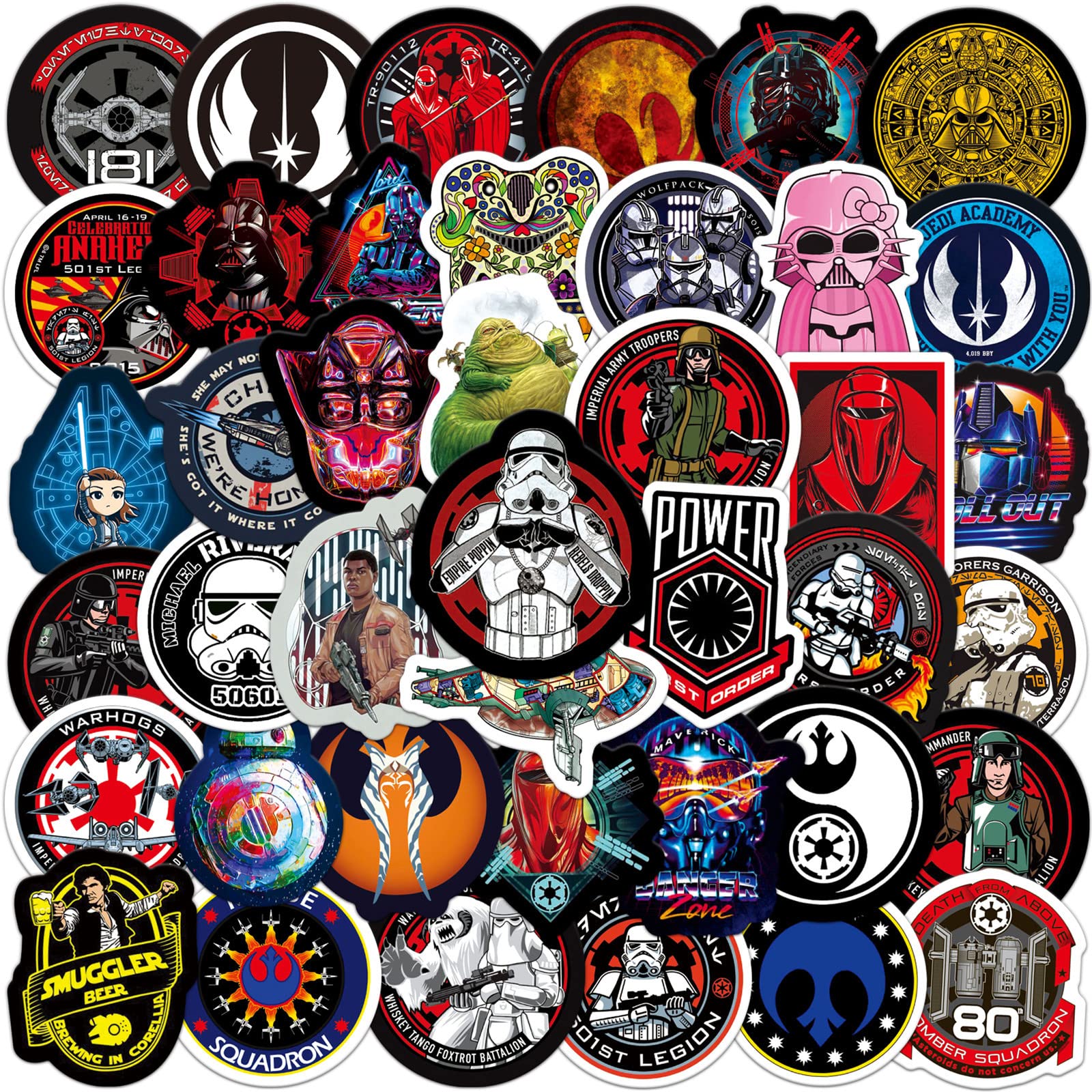 Stickers of Star Wars 50pcs Vinyl Movie Sticker for Laptop Skateboard Water Bottles Phone Guitar Computer Bike Car Decals, Waterproof Aesthetics Cartoon Sticker for Adults Teens Kids