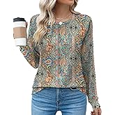 Kistore Women's Long Sleeve Tops Crew Neck Pleated Dressy Casual Blouses T Shirts Fall Clothes 2026