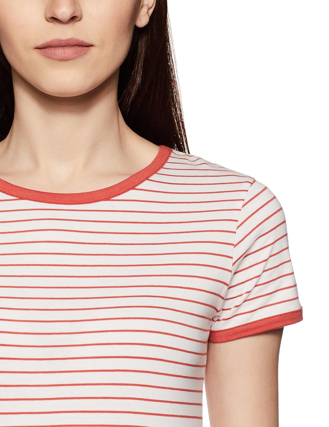 symbol amazon brand women's striped regular fit t-shirt