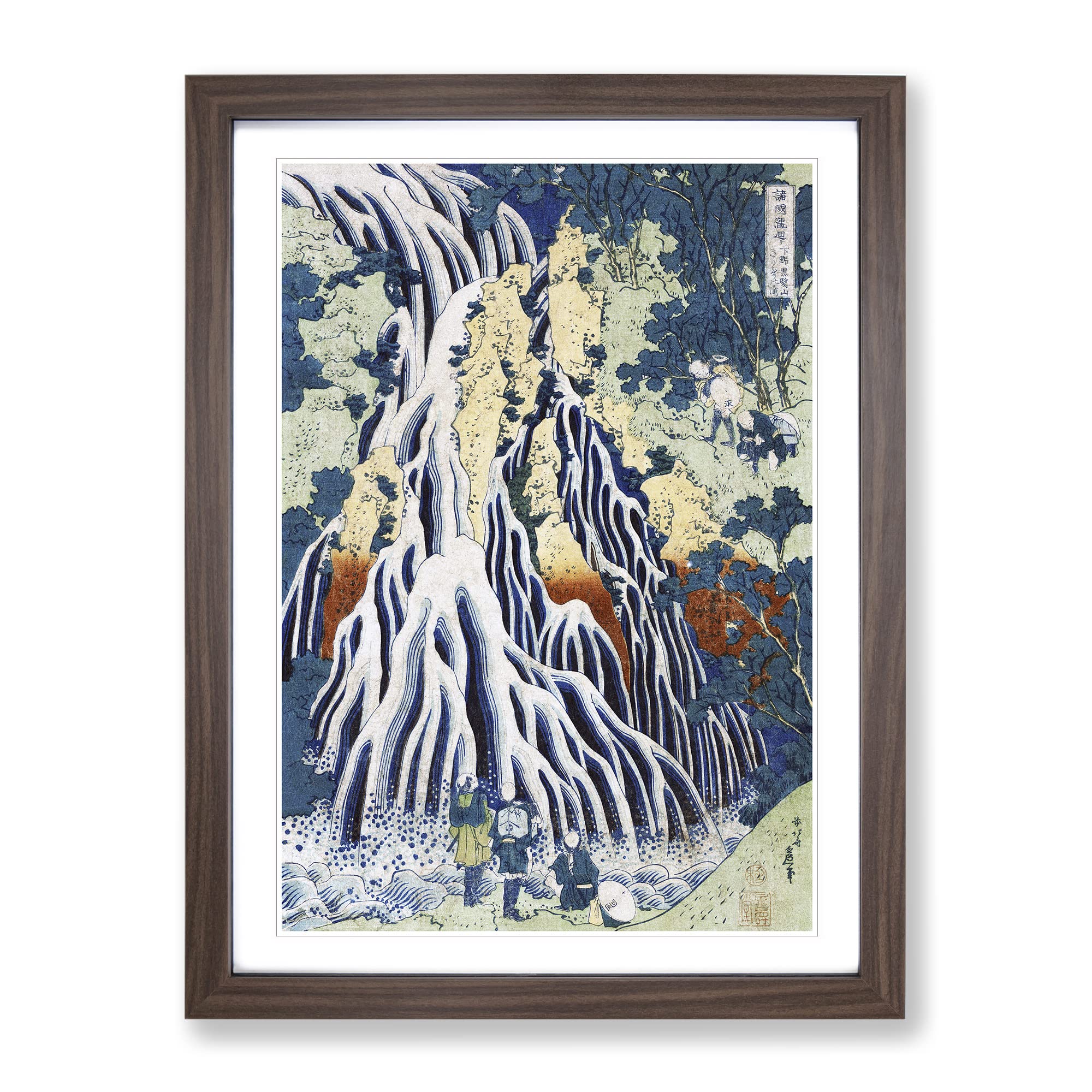 Shimotsuke Kurokami Yama Kurifuri No Taki By Katsushika Hokusai Asian Japanese Framed Wall Art Print, Ready to Hang Picture for Living Room Bedroom Home Office Décor, Walnut A3 (34 x 46 cm)