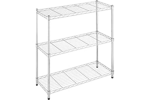 Whitmor 3 Tier Shelving Unit, Metal Storage Shelves, 400 lbs Capacity per Shelf, 1200 lbs Total, Easy Assembly Home Organizer for Pantry, Kitchen, Garage, Plant, 36"L x 14"W x 36"H, Chrome