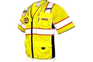 KwikSafety - Charlotte, NC - EXECUTIVE Safety Vest [10 POCKETS] Class 3 ANSI OSHA High Visibility Reflective Heavy Duty Mesh iPad Pocket HiVis Men Construction Work Gear/Yellow 2XL