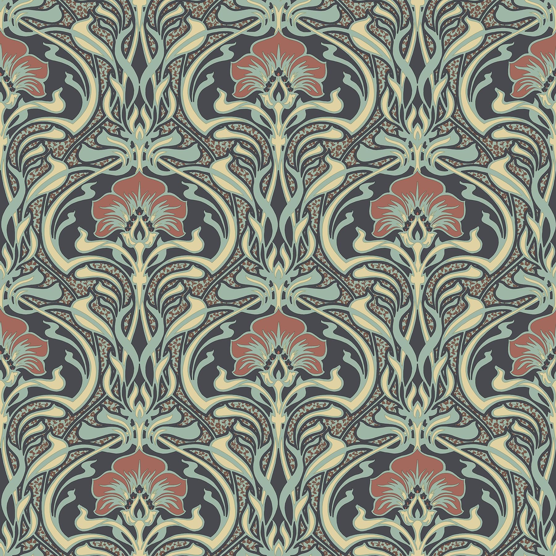 Crown Wallcoverings Flora Nouveau Wallpaper Green M1196 Full Roll