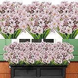 AmyHomie 20 Bundles Artificial Flowers for Outdoor