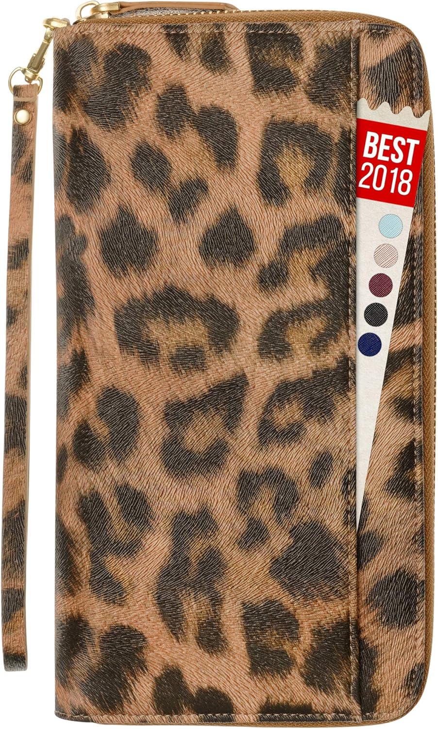  | Womens Passport Wallet Travel RFID Passport Holder for Women Clutch Wristlet Id (Leopard) | Passport Wallets