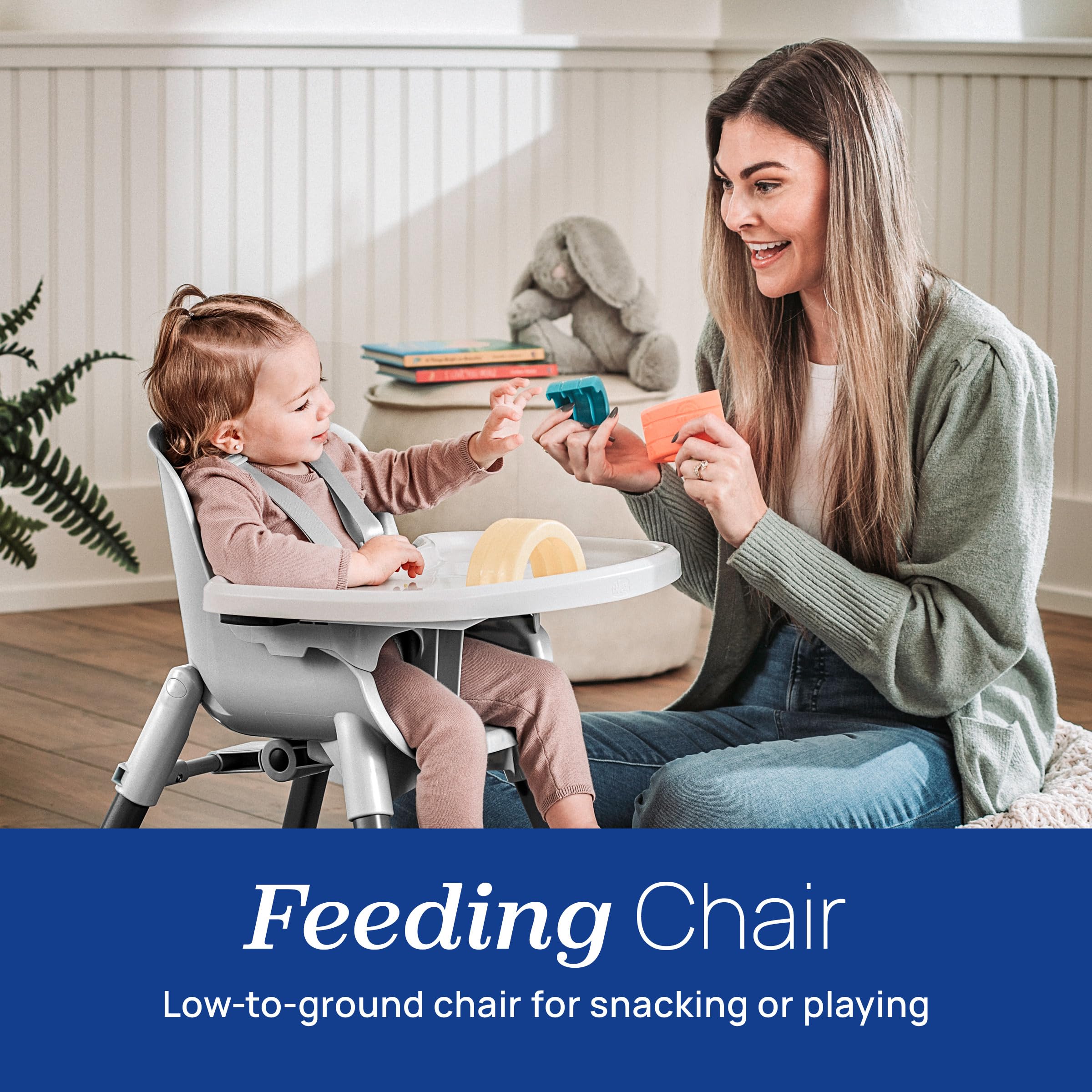 Chicco Zest 4-in-1 Folding High Chair, Feeding Chair, Toddler Chair and Youth Stool, Multi-Use Easy Clean High Chair | Capri/Blue