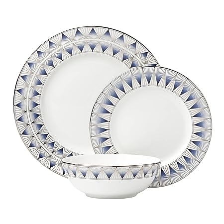 Lenox 869063 3 Piece Geodesia Place Setting Dinnerware Set, Blue