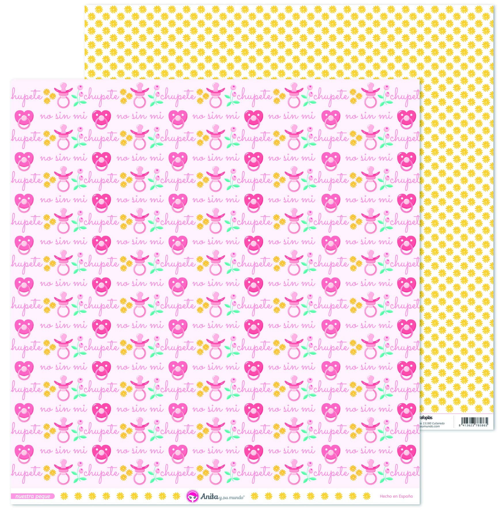 Anita and Su Mundo Collection Our Small Scrapbooking Papers, Paper, Pacifiers, 12" x 12"