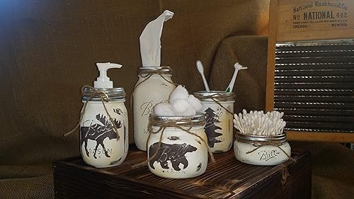 Amazon Com Woodland Mason Jar Bathroom Set Handmade