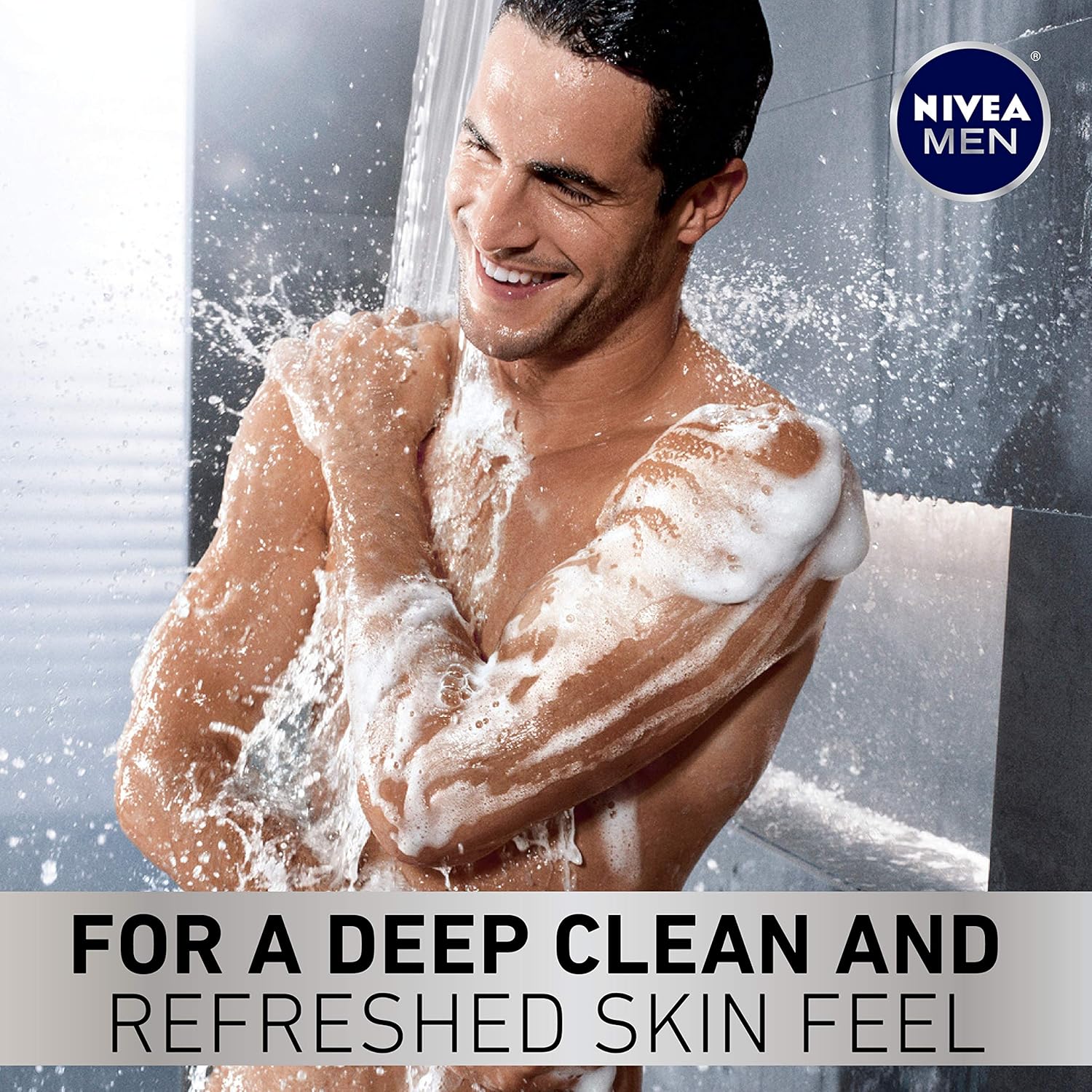 NIVEA Men Deep Active Clean Body Wash - 8-Hour Fresh Scent with Natural Charcoal - 16.9 Fl. Oz. Bottle (Pack of 3) : Beauty