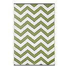 Green Decore Psychedelia Outdoor/Plastic/Reversible Eco Rug, Leaf Green/Ivory