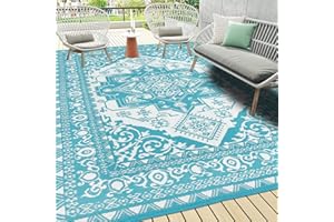 Pauwer Waterproof Outdoor Rug 9'x12', Reversible Outdoor Plastic Straw Rug, Outdoor Patio Rug for Camping, Outside RV Mat, Indoor Outdoor Rugs Carpet for RV, Picnic, Backyard, Deck, Balcony, Porch
