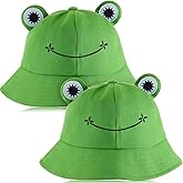 Syhood Frog Bucket Hat Green Funny Cute Fisherman Cotton Sun Protection Cap Wide Brim Crazy Hat Summer Halloween Costume