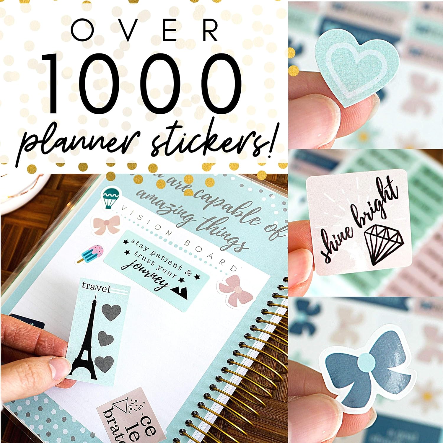 Planner Stickers - Set of Over 1,000 Planner Stickers - 20 Sheets of Colorful Stickers - Busy Bee Planners: Office Products