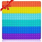 Jumbo Big Large Fidget Toy, 441 Bubbles Push Giant Huge Rainbow Square Fidgets Autism ADHD Sensory Toys Cool Stuff Gift, Stress Relief Anxiety Kids Girl Boy Adult Mega Toys Birthday Gifts