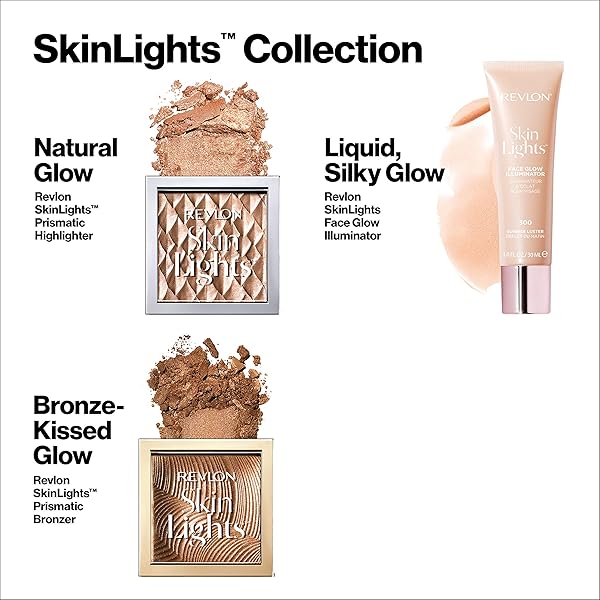 REVLON SKINLIGHTS PRISMATIC POWDER BRONZER, TRANSLUCENT-TO-BUILDABLE COVERAGE, 110 SUNLIT GLOW, 0.31 OZ (PACK OF 1)