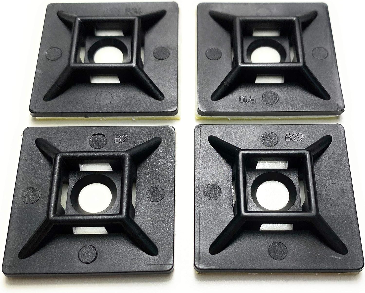 Black Cable Ties Bases Self Adhesive 4 Way Fixing Mounts Fast Tidy Up Cables (50, 28x28mm) - Image 3