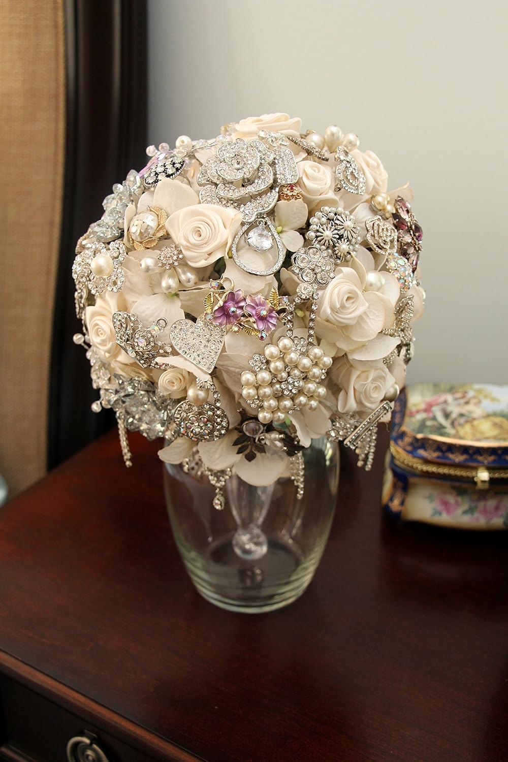 Amazon Com Beautiful Wedding Bling Brooch Bouquet Custom Handmade With Crystals Pearls Heirloom Keepsake Bridal Brooch Bouquet Handmade