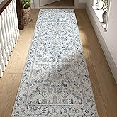 jinchan Lima Kitchen Runner Rug 2x8 - Vintage Floral Machine Washable Non-Slip Hallway Runner Rug with Rubber Backing Ultra-Thin Carpet for Bedroom Laundry Room Farmhouse (2x8ft, Blue)