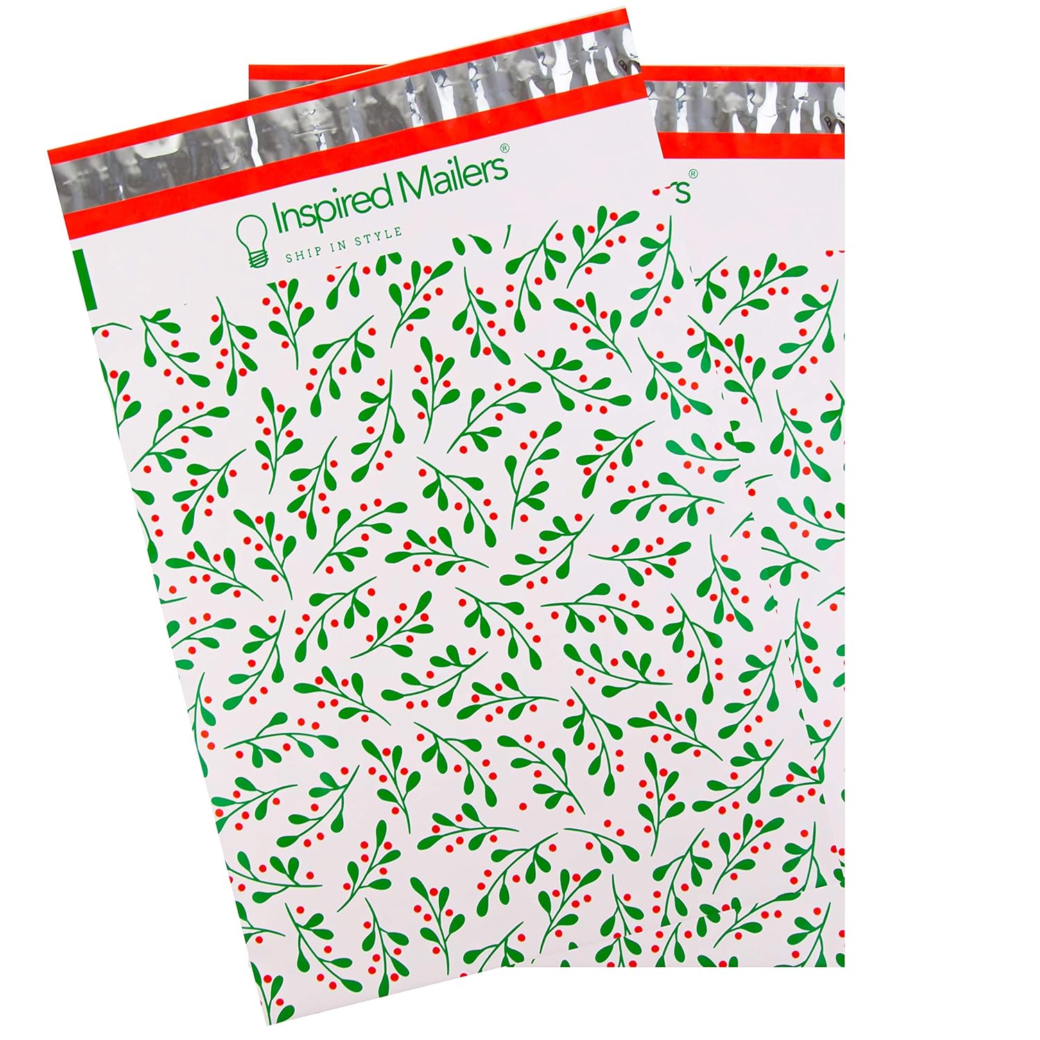 Inspired Mailers Poly Mailers 10x13100 Pack Holiday Mistletoe