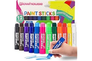 The Glowhouse Tempera Paint Sticks Classic Colors 12 Pack - Non-Toxic, Washable, No Mess, Multi-Color for Kids Perfect for Creative Art Projects