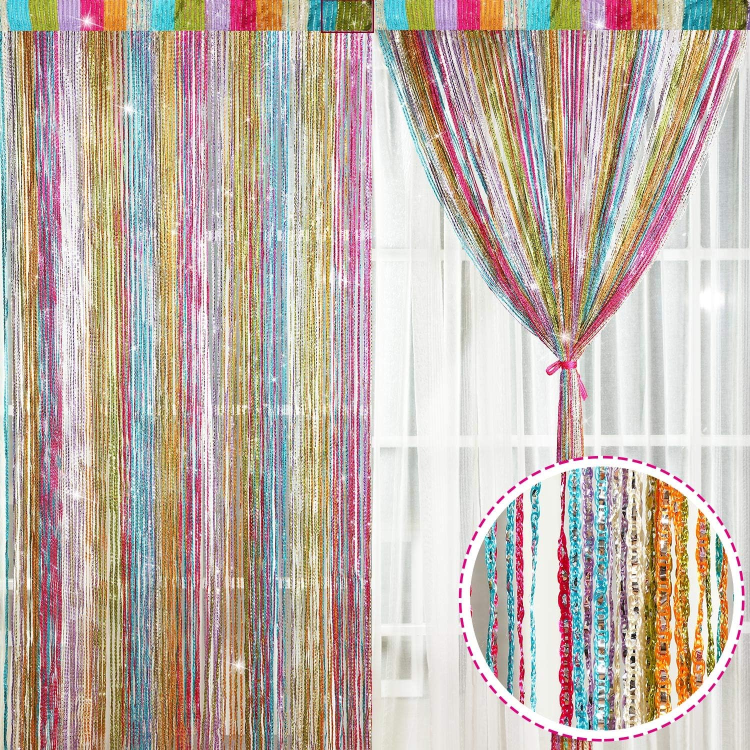 Norme 2 Pieces 100centimeter 200centimeter Glitter String Curtain